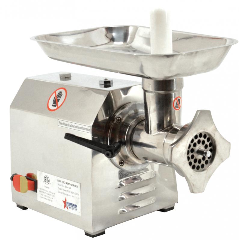 Omcan MG-CN-0012-S #12 Stainless Steel Meat Grinder, 650W, 260 lb/Hr, 3 Spouts, 2 Plates
