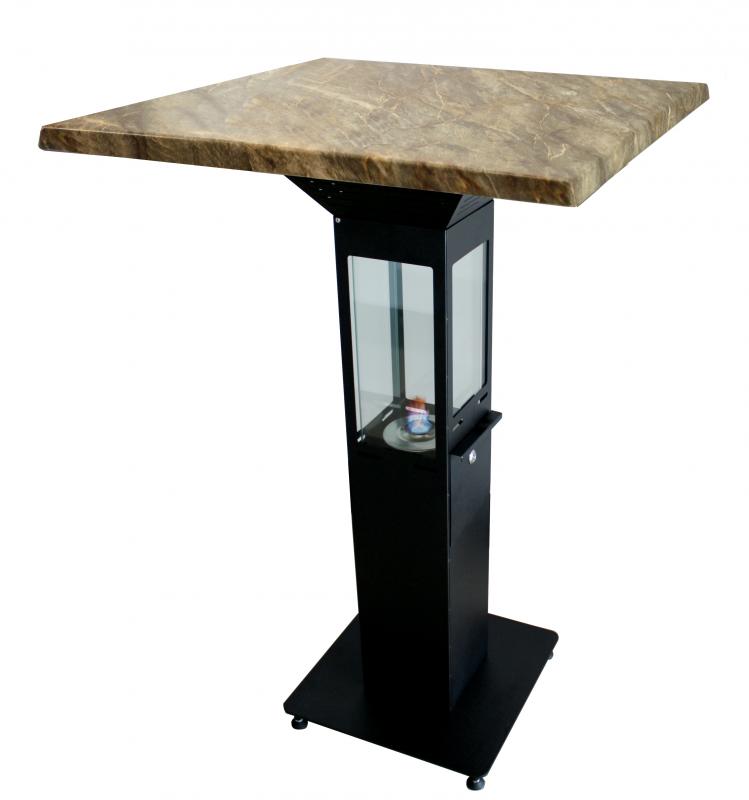 Omcan PH-CN-2462 Heated Patio Table, 27 In. x 27 In. Top, Ethanol Fuel, 68 to 86°F Heat Range, Locking Base