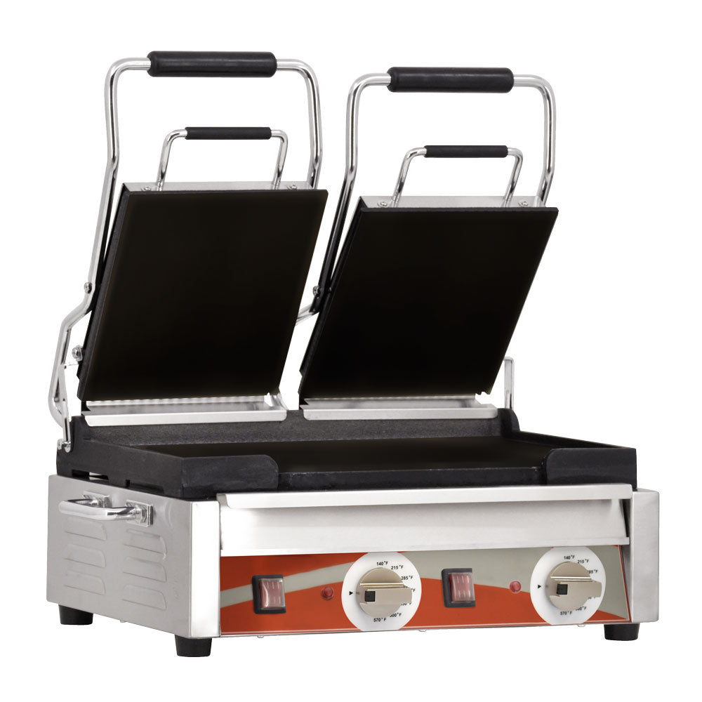 Omcan PG-CN-0711-F 22 In. Double Panini Grill, Smooth/Smooth Cast Iron Plates