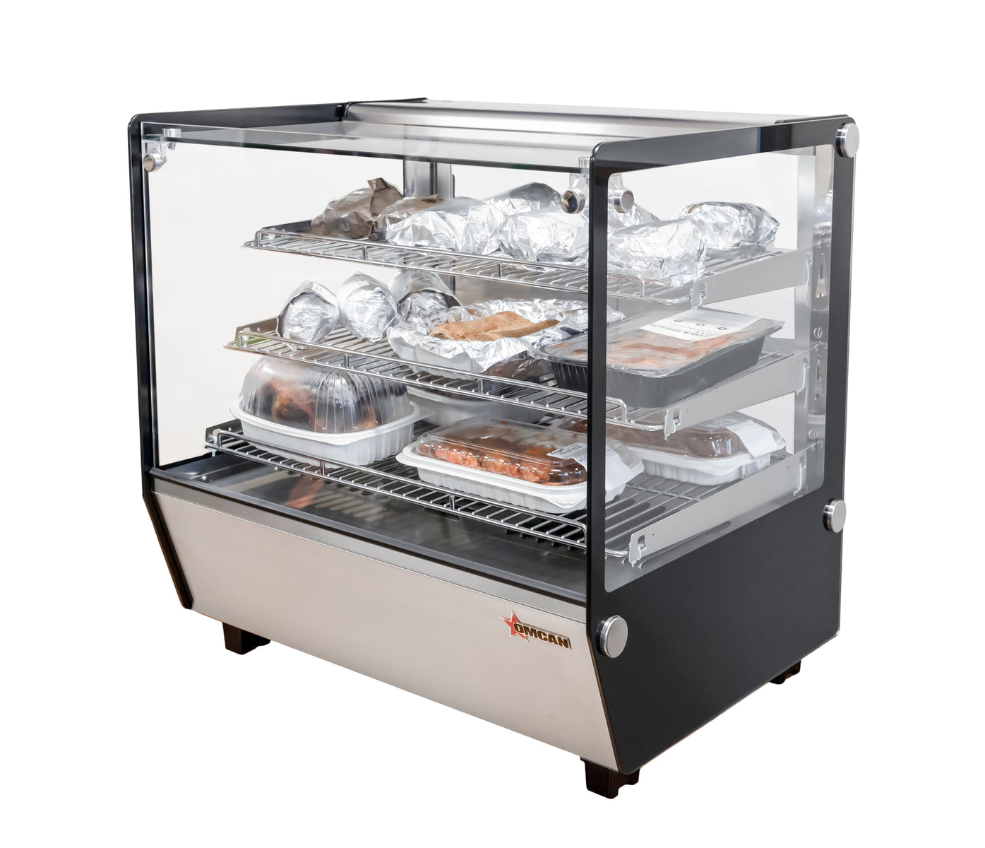 Omcan DW-CN-0120-5 27 In. Square Glass Countertop Display Warmer, 120L (4.2 Cu. Ft.), Water Tray