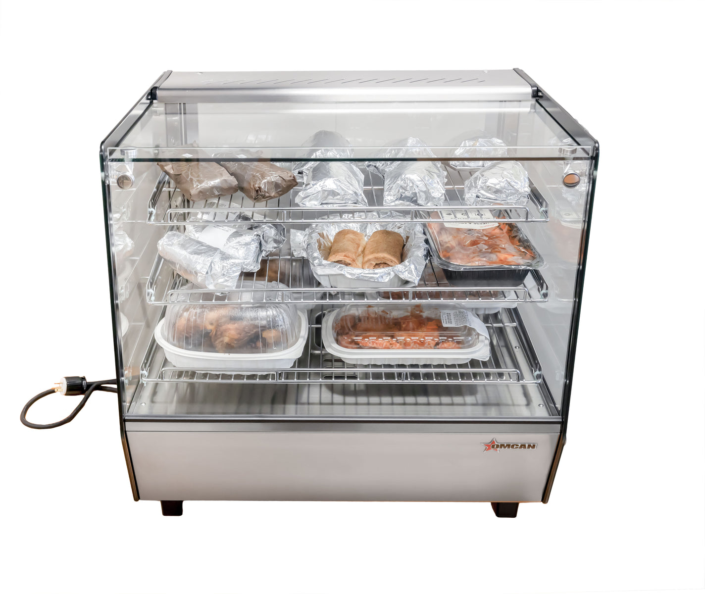 Omcan DW-CN-0120-5 27 In. Square Glass Countertop Display Warmer, 120L (4.2 Cu. Ft.), Water Tray