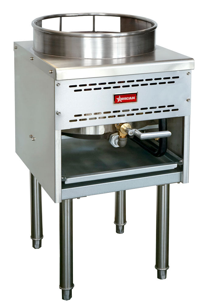 Omcan CE-CN-WOK16 NG 16 In. Natural Gas Wok Range, 125,000 BTU, Jet Burner, Pilot Ignition, Stainless Steel