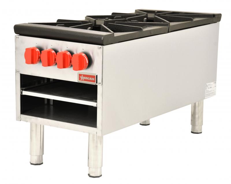 Omcan CE-CN-1060-S Double Burner Natural Gas Stock Pot Range, 200,000 BTU, Stainless Steel