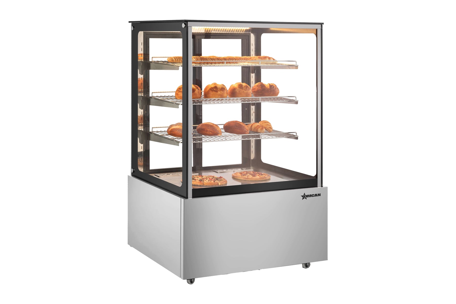 Omcan DW-CN-0271 35 In. Floor Model Display Warmer, Square Glass, 15.7 Cu. Ft. (