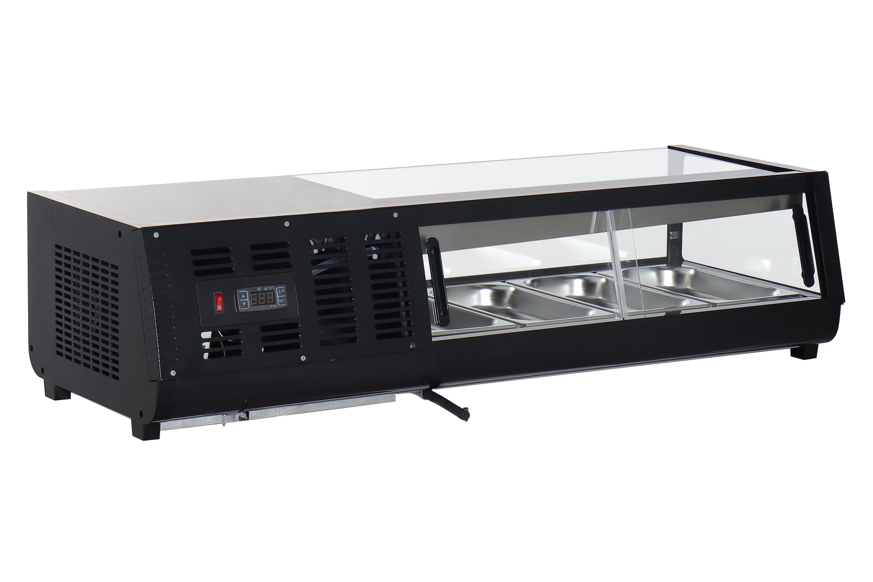 Omcan RS-CN-0042-2 47 In. Refrigerated Sushi Showcase, Black, 42L (1.5 Cu. Ft.), Sliding Door