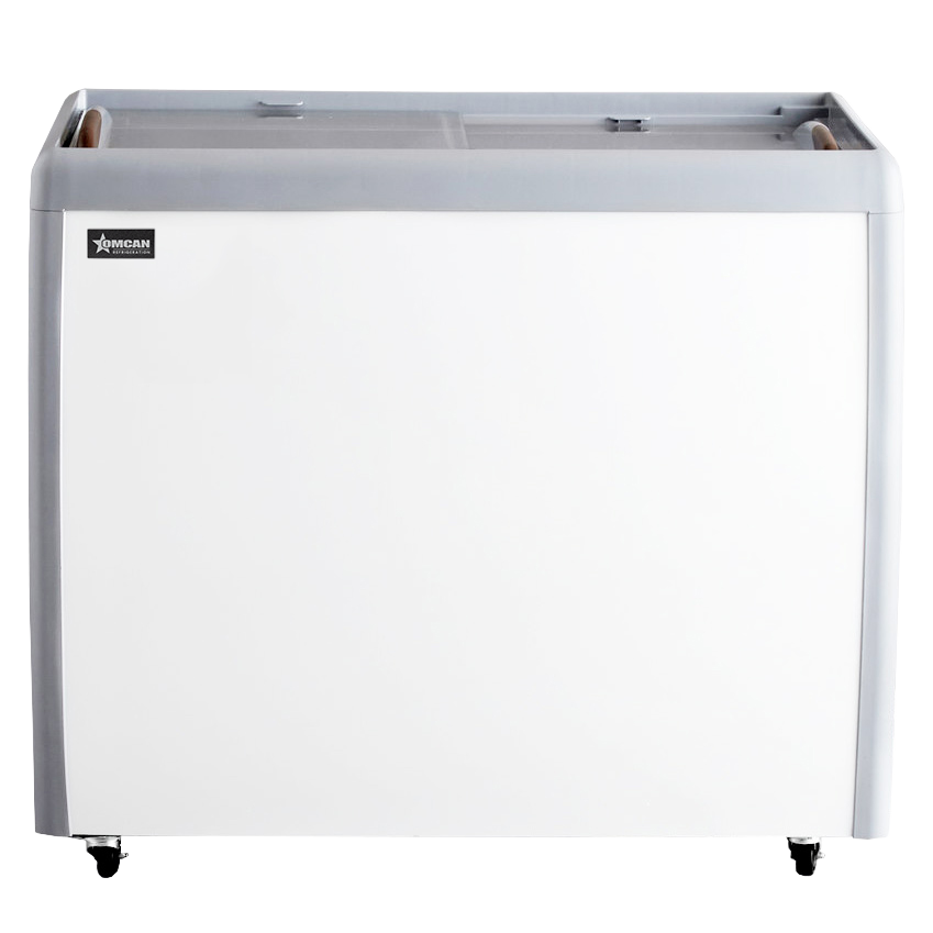 Omcan FR-CN-0260-R 39 In. Ice Cream Display Chest Freezer, Flat Glass Top, 9.5 Cu. Ft., Sliding Doors