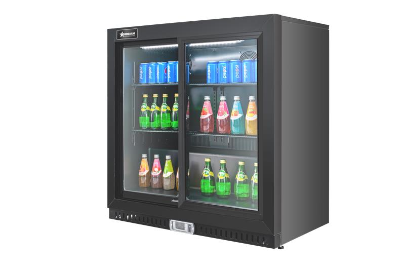Omcan BB-CN-238S 35 In. Back Bar Beverage Cooler, 7.5 Cu. Ft., 2 Sliding Glass Doors with Lock, Black Exterior