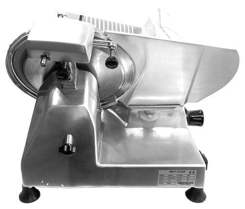 Omcan MS-CN-0300 24 In. Belt-Driven Meat Slicer, 12" Blade, 1/3 HP, Anodized Aluminum Body