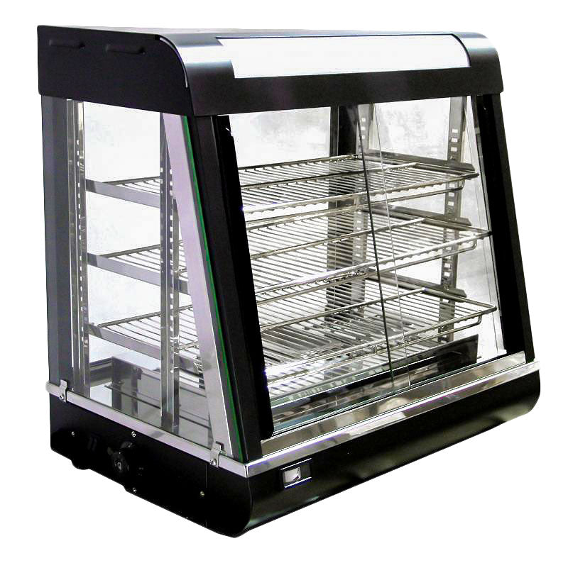 Omcan DW-CN-0686 26 In. Hot Food Merchandiser, Glass on All Sides, Front and Rear Access