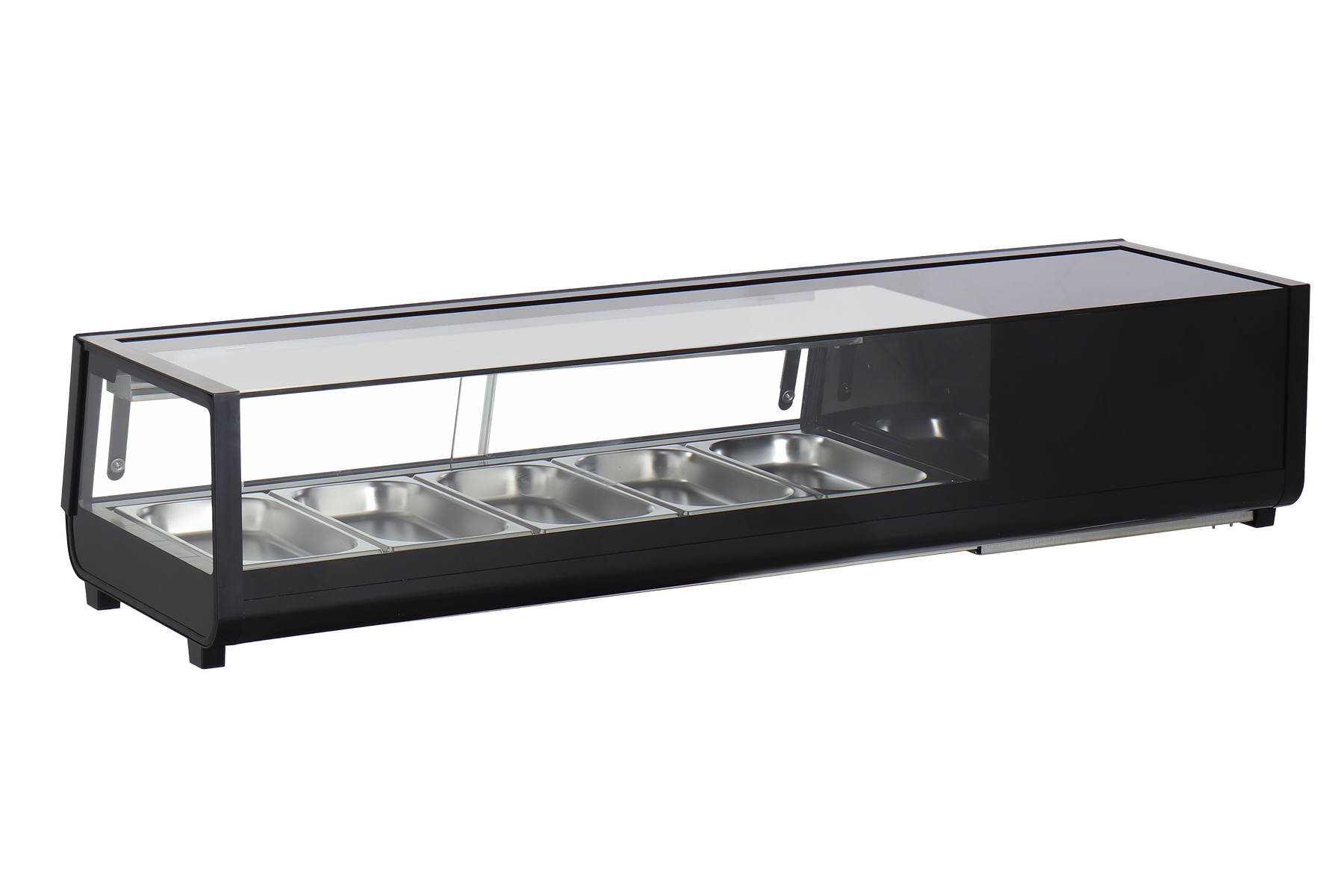 Omcan RS-CN-0052-2 54 In. Refrigerated Sushi Showcase, Black, 52L (1.84 Cu. Ft.), Sliding Door
