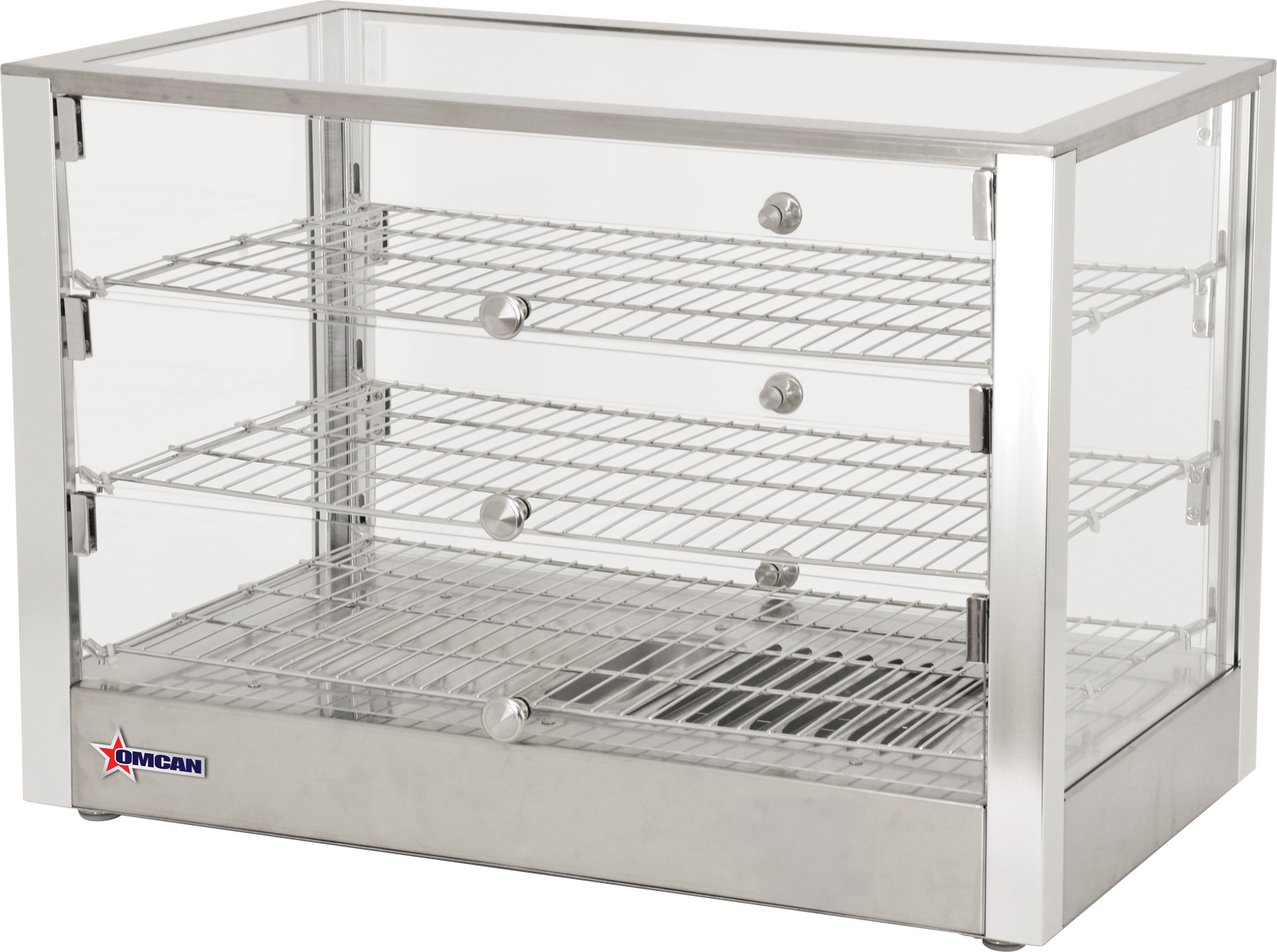 Omcan DW-CN-0115L 28 In. Countertop Display Warmer, 115L (4.06 Cu. Ft.), 3 Shelves, Front and Rear Hinged Doors