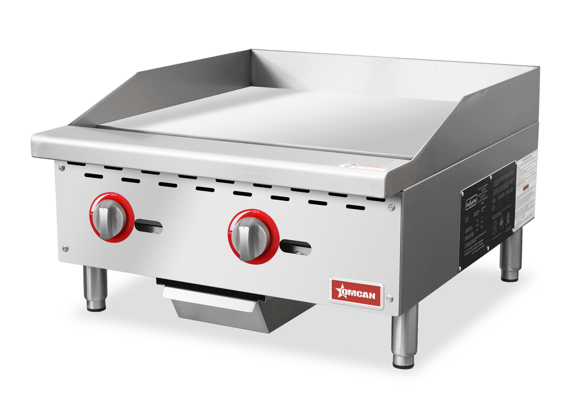 Omcan CE-CN-G24-M 24 In. Countertop Manual Gas Griddle, 2 Burners, 60,000 BTU