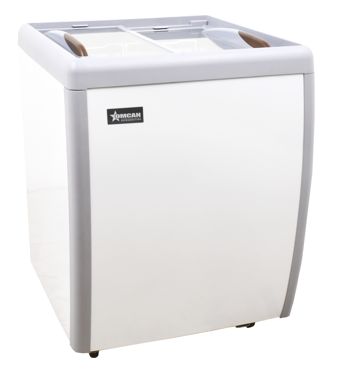 Omcan FR-CN-0160-R 26 In. Ice Cream Display Chest Freezer, Flat Glass Top, 5.5 Cu. Ft., Sliding Doors with Lock