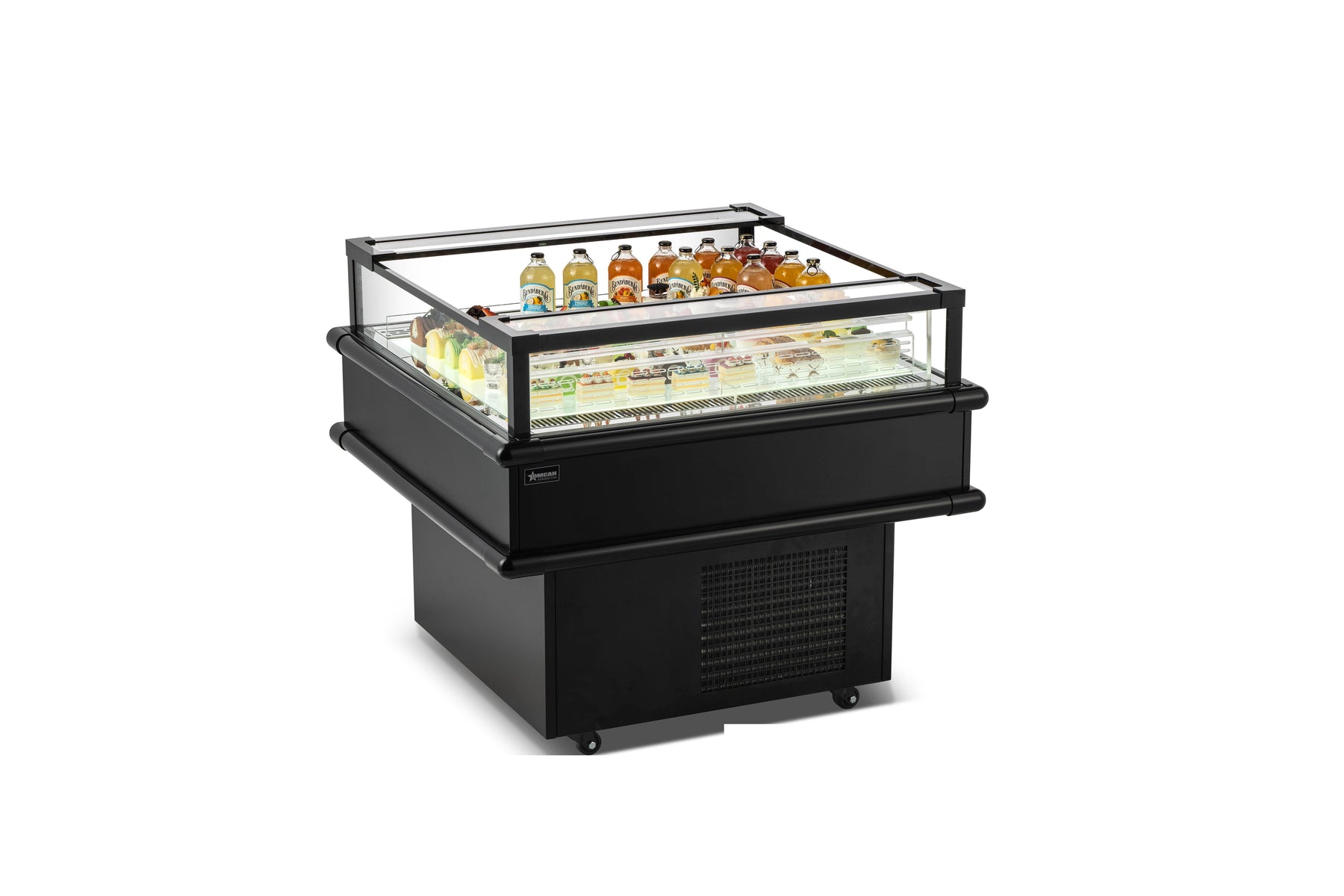 Omcan 48570 RE-CN-1588°F 38 In. Refrigerated Island Self-Service Display Case, 4
