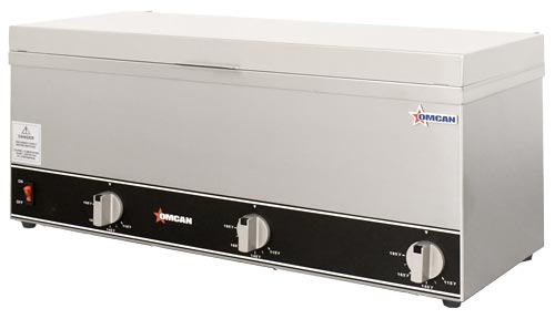 Omcan FW-CN-0253 24 In. Triple Sauce Pot Warmer, 3 x 2.5L Pots, Thermostat Control, 600W