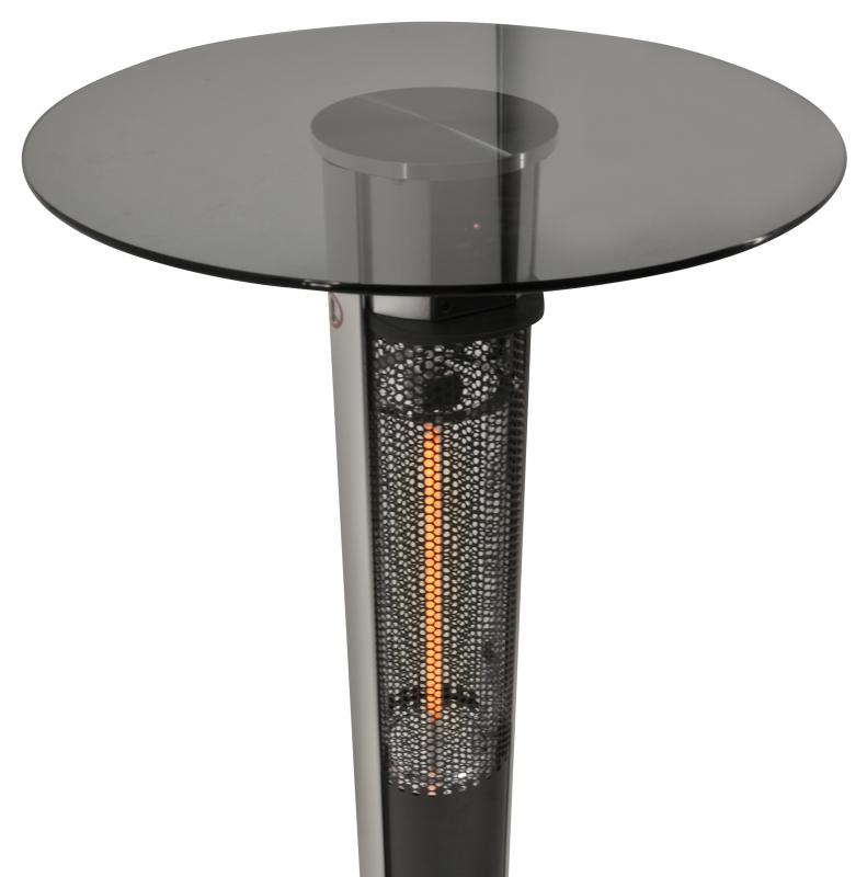 Omcan PH-CN-1100-T 24 In. Electric Heated Patio Table, 1,500W Carbon Fibre Element, Remote Control, Tempered Glass Top