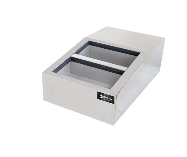 Omcan RS-CN-0004 15 In. Countertop Refrigerated Prep Rail, 4 x GN 1/6 Pans, Stainless Steel