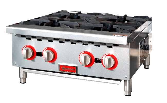 Omcan CE-CN-HP24-M 24 In. Countertop Gas Hot Plate, 4 Burners, 100,000 BTU, Open Burner Design