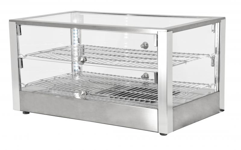 Omcan DW-CN-0080-L 28 In. Countertop Display Warmer, 80L (2.82 Cu. Ft.), 2 Shelves, Front and Rear Hinged Doors