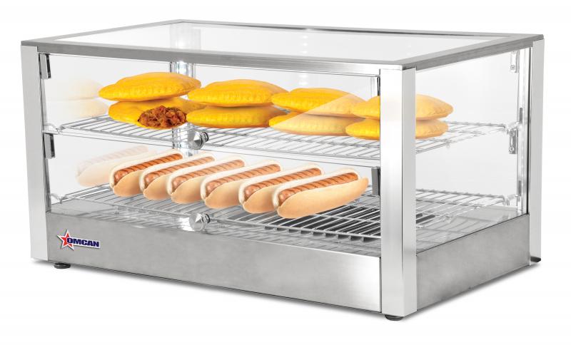 Omcan DW-CN-0080-L 28 In. Countertop Display Warmer, 80L (2.82 Cu. Ft.), 2 Shelves, Front and Rear Hinged Doors