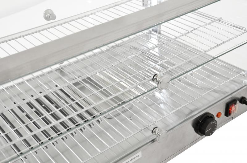 Omcan DW-CN-0080-L 28 In. Countertop Display Warmer, 80L (2.82 Cu. Ft.), 2 Shelves, Front and Rear Hinged Doors