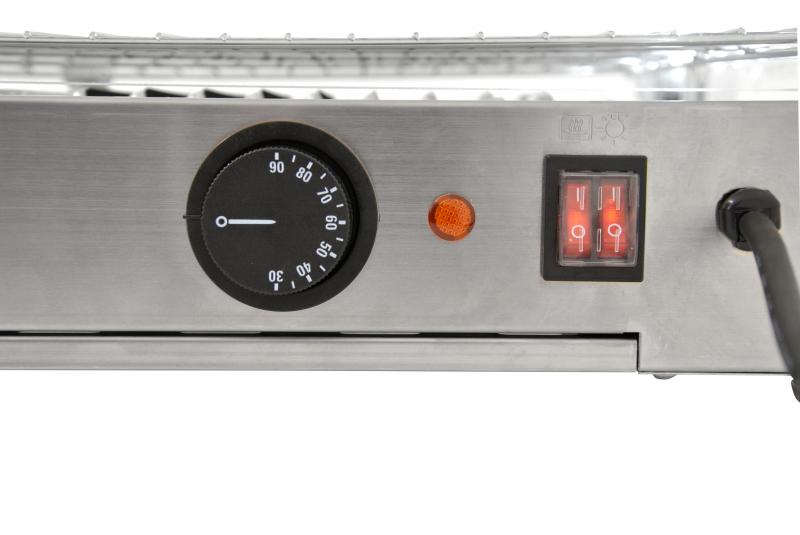 Omcan DW-CN-0080-L 28 In. Countertop Display Warmer, 80L (2.82 Cu. Ft.), 2 Shelves, Front and Rear Hinged Doors