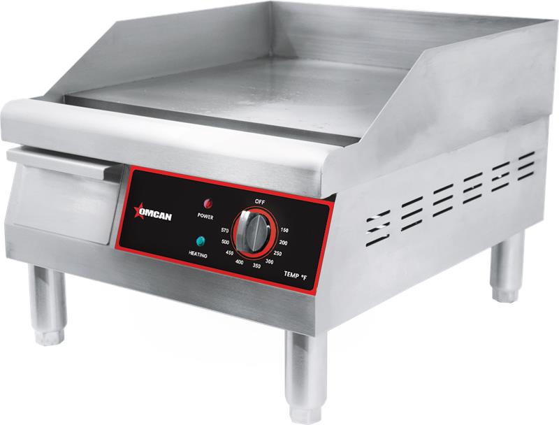 Omcan CE-CN-0405 16 In. Countertop Electric Griddle, 16" x 15.5" Cooking Surface, 1,750W, 1 Control