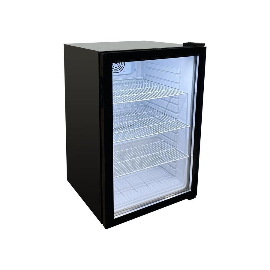 Omcan RS-CN-0130 22 In. Black Countertop Display Refrigerator, 130L (4.59 Cu. Ft.), Swing Glass Door