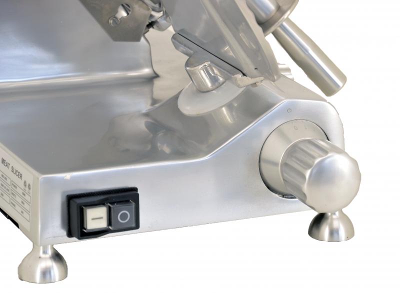 Omcan MS-CN-0250-C 22 In. Belt-Driven Meat Slicer, 10" Blade, 150W, Blade Lock Safety