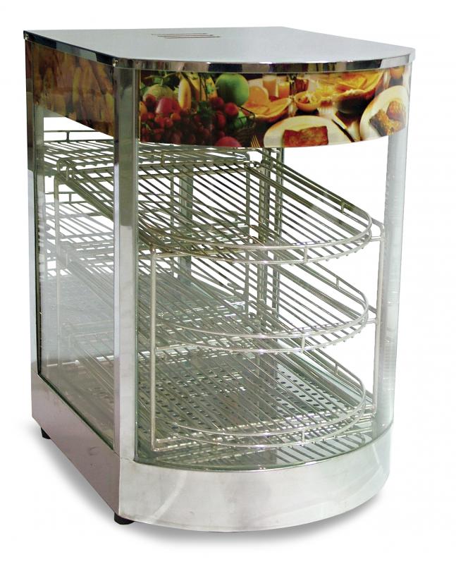 Omcan DW-CN-0349 14 In. Countertop Display Warmer, Curved Glass, 850W, Temperature Control, Rear Access