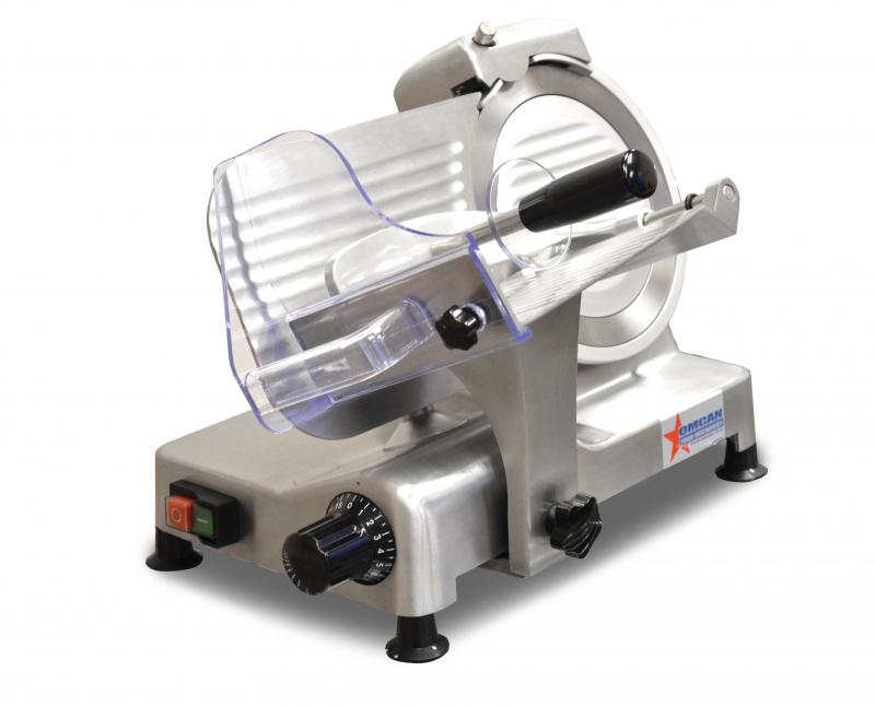 Omcan MS-CN-0195-E 16 In. Belt-Driven Meat Slicer, 8" Blade, 150W, Ball Bearing Carriage