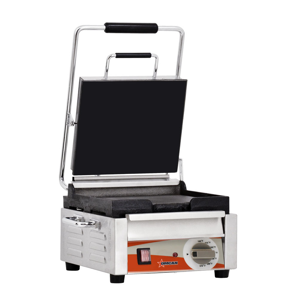 Omcan PG-CN-0515-F Single Panini Grill, 10" x 11" Smooth/Smooth Plates, 1,800W
