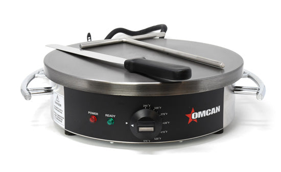 Omcan CE-CN-0350 14 In. Round Crepe Maker, 1,800W, Cast Iron Plate, NEMA 5-20P