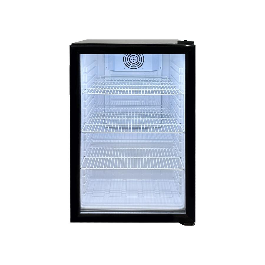 Omcan RS-CN-0098 19 In. Black Countertop Display Refrigerator, 98L (3.46 Cu. Ft.), Swing Glass Door