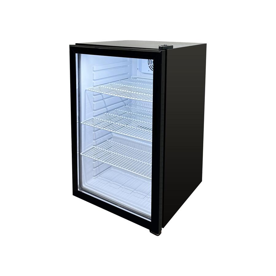 Omcan RS-CN-0098 19 In. Black Countertop Display Refrigerator, 98L (3.46 Cu. Ft.), Swing Glass Door