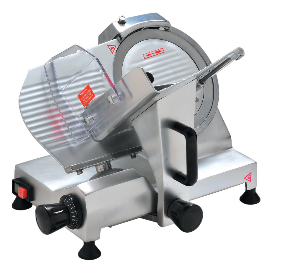Omcan MS-CN-0250 10 In. Belt-Driven Meat Slicer, 150W, High Carbon Steel Blade