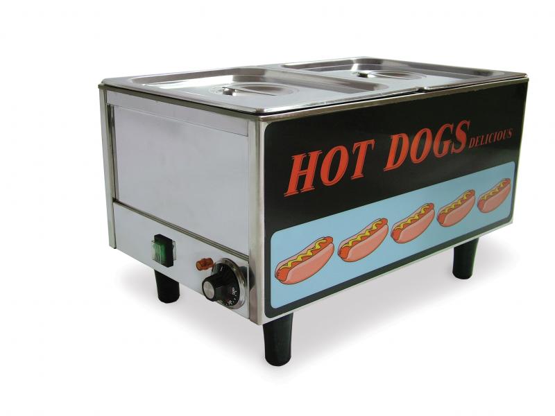 Omcan FW-TW-3050 21 In. Hot Dog Steamer and Bun Warmer, 50 Hot Dog / 30 Bun Capacity, 1,200W