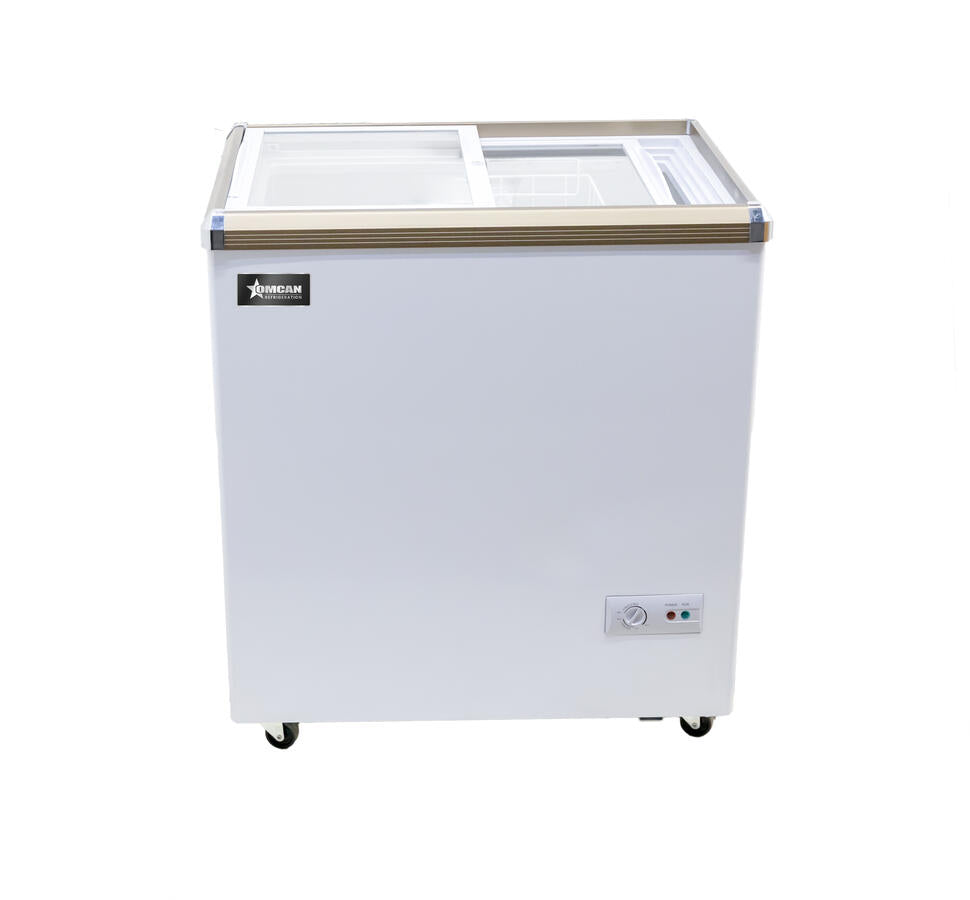 Omcan FR-CN-0150 29 In. Ice Cream Reach-In Freezer, Flat Glass Top, 5.3 Cu. Ft., R290