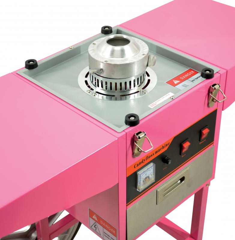 Omcan 40383 Cotton Candy Machine with Trolley Cart, 20 In. Bowl, 3.3 lb/hr Output, Stainless Steel