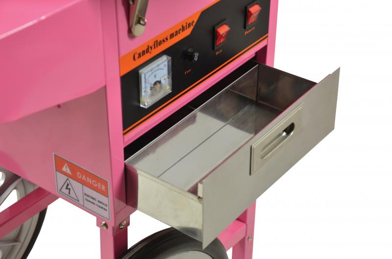 Omcan 40383 Cotton Candy Machine with Trolley Cart, 20 In. Bowl, 3.3 lb/hr Output, Stainless Steel