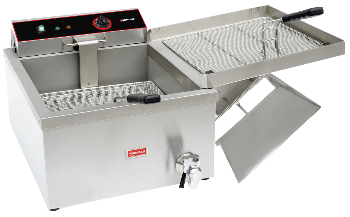 Omcan CE-CN-3300-F Countertop Electric Donut and Funnel Cake Fryer, 25 lbs (3 Gal) Oil Capacity, 3,300-4,400W