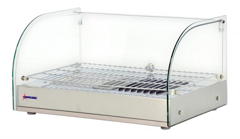 Omcan DW-CN-0025-L 22 In. Countertop Display Warmer, 1 Shelf, 25L, Curved Glass, Hinged Door