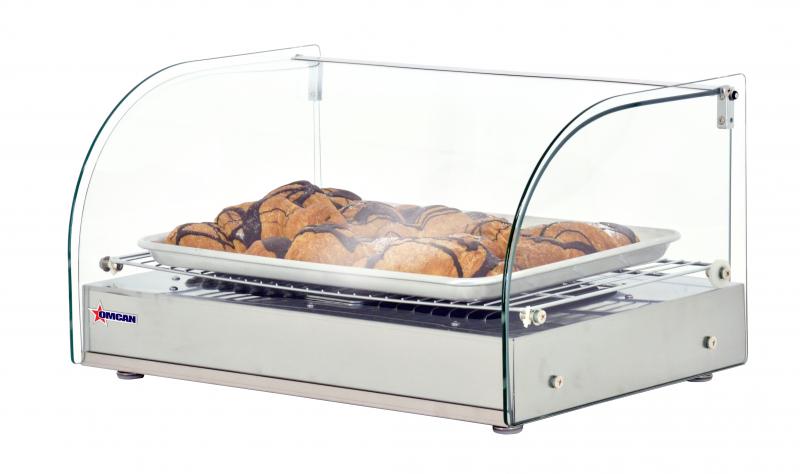 Omcan DW-CN-0025-L 22 In. Countertop Display Warmer, 1 Shelf, 25L, Curved Glass, Hinged Door