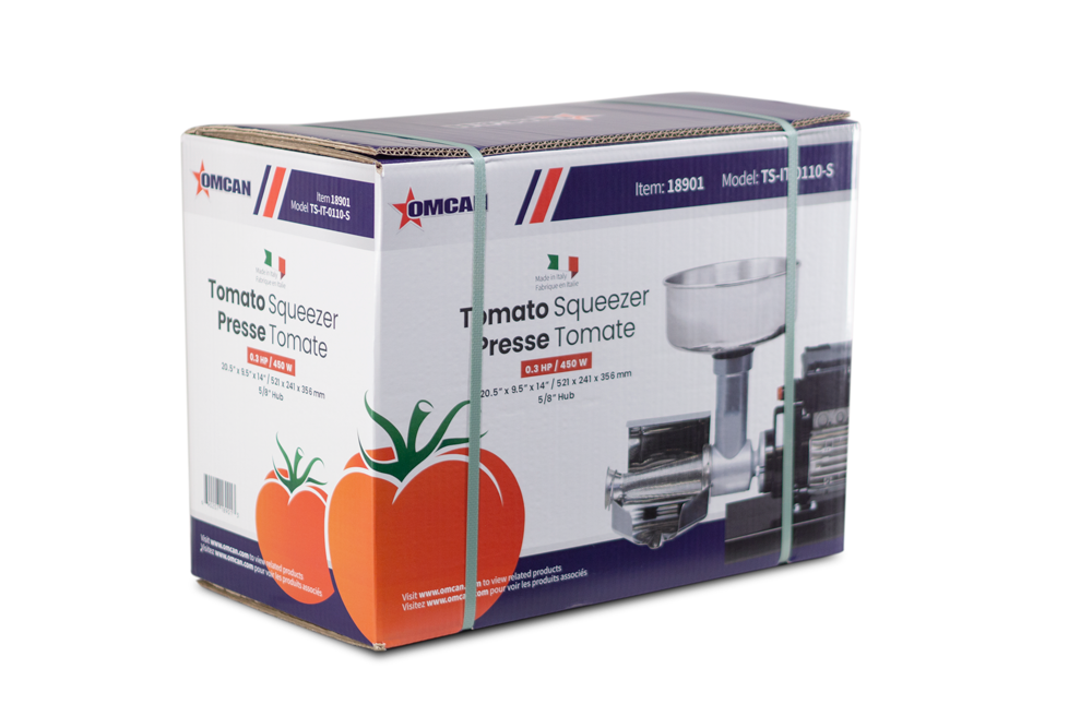 Omcan TS-IT-0110-S Electric Tomato Squeezer, 224W, 110 RPM, AISI 304 Stainless Steel