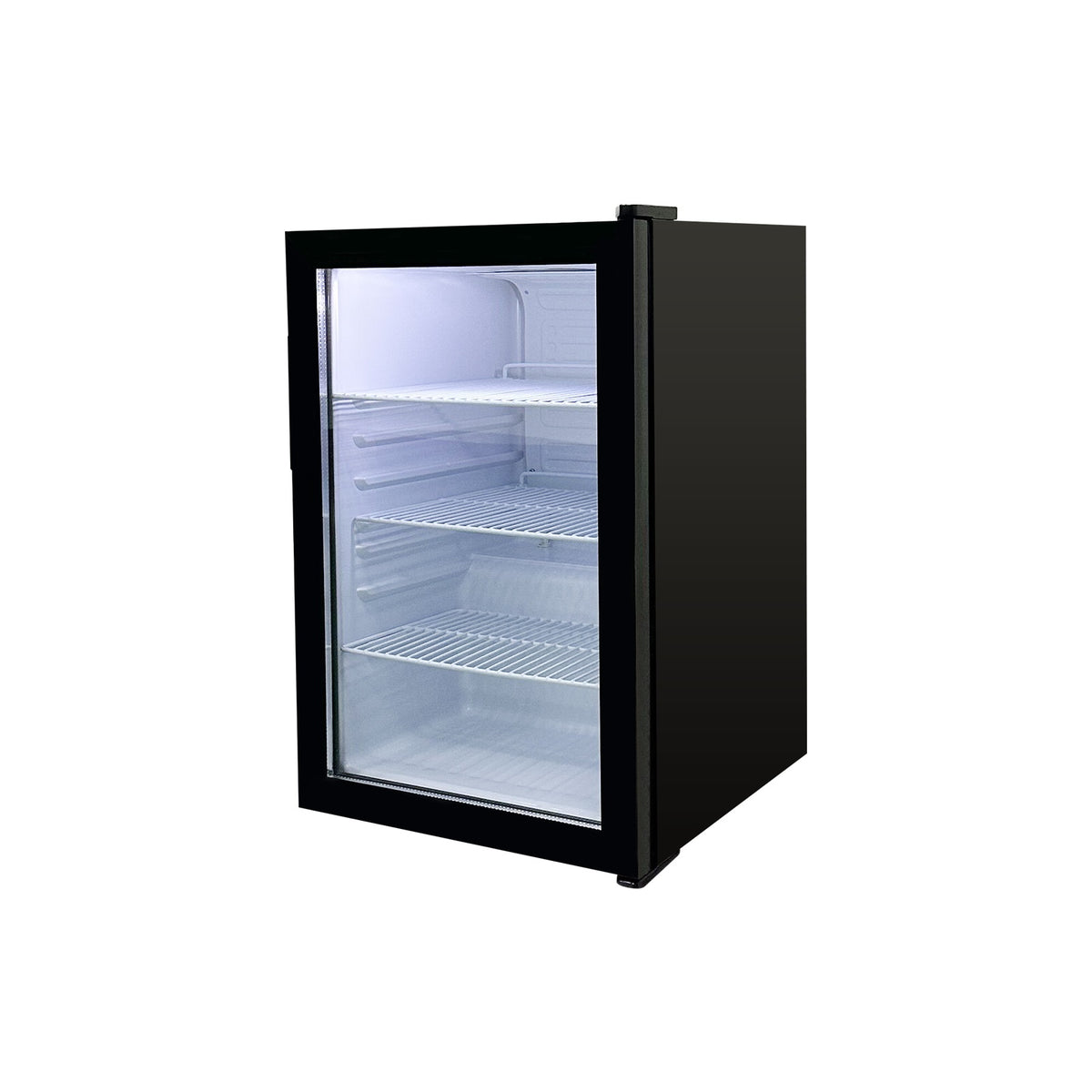 Omcan RS-CN-0068 19 In. Black Countertop Display Refrigerator, 68L (2.4 Cu. Ft.), Swing Glass Door