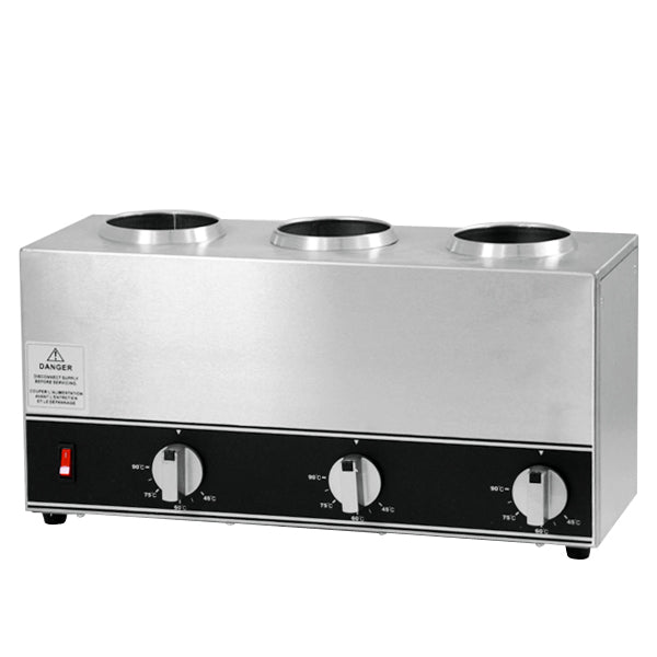 Omcan FW-CN-1603 18 In. Triple Squeeze Bottle Sauce Warmer, 600W, Stainless Steel