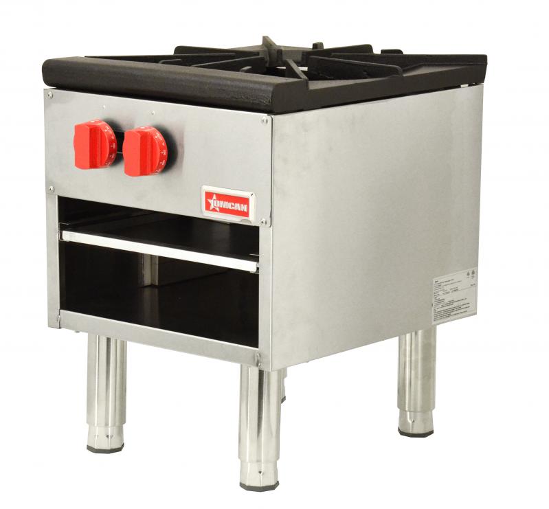 Omcan CE-CN-0533-S Single Burner Natural Gas Stock Pot Range, 100,000 BTU, Stainless Steel