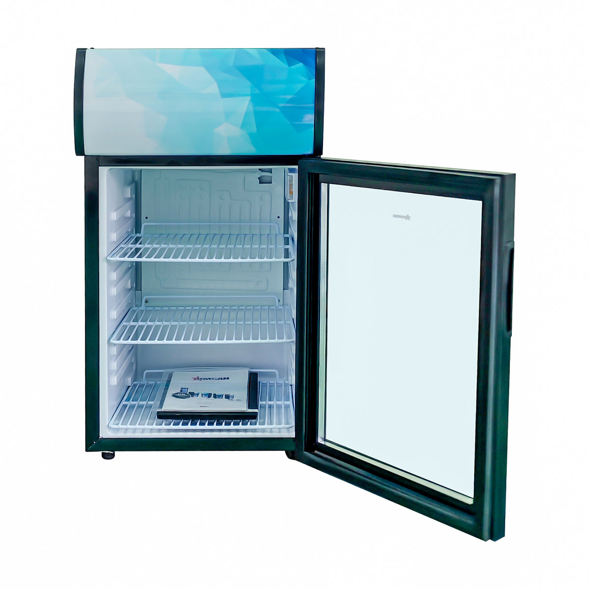 Omcan RS-CN-0040-B 40L (1.4 Cu. Ft.) Countertop Display Refrigerator, Black, Tempered Glass Door, Top Lightbox