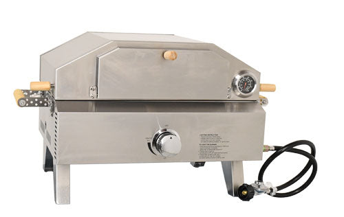 Omcan CE-CN-0748 Portable Propane Pizza Oven, 12,000 BTU, 13 In. Pizza Stone, Foldable Legs