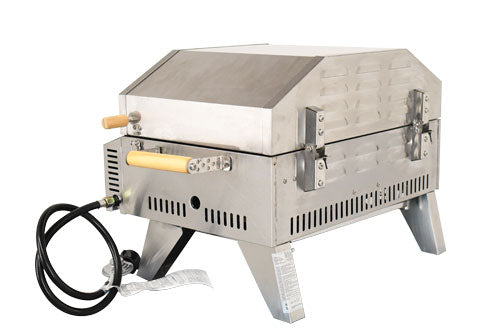 Omcan CE-CN-0748 Portable Propane Pizza Oven, 12,000 BTU, 13 In. Pizza Stone, Foldable Legs